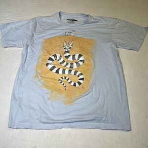 Beetlejuice Threadless Light Blue Tee with Striped Snake Design